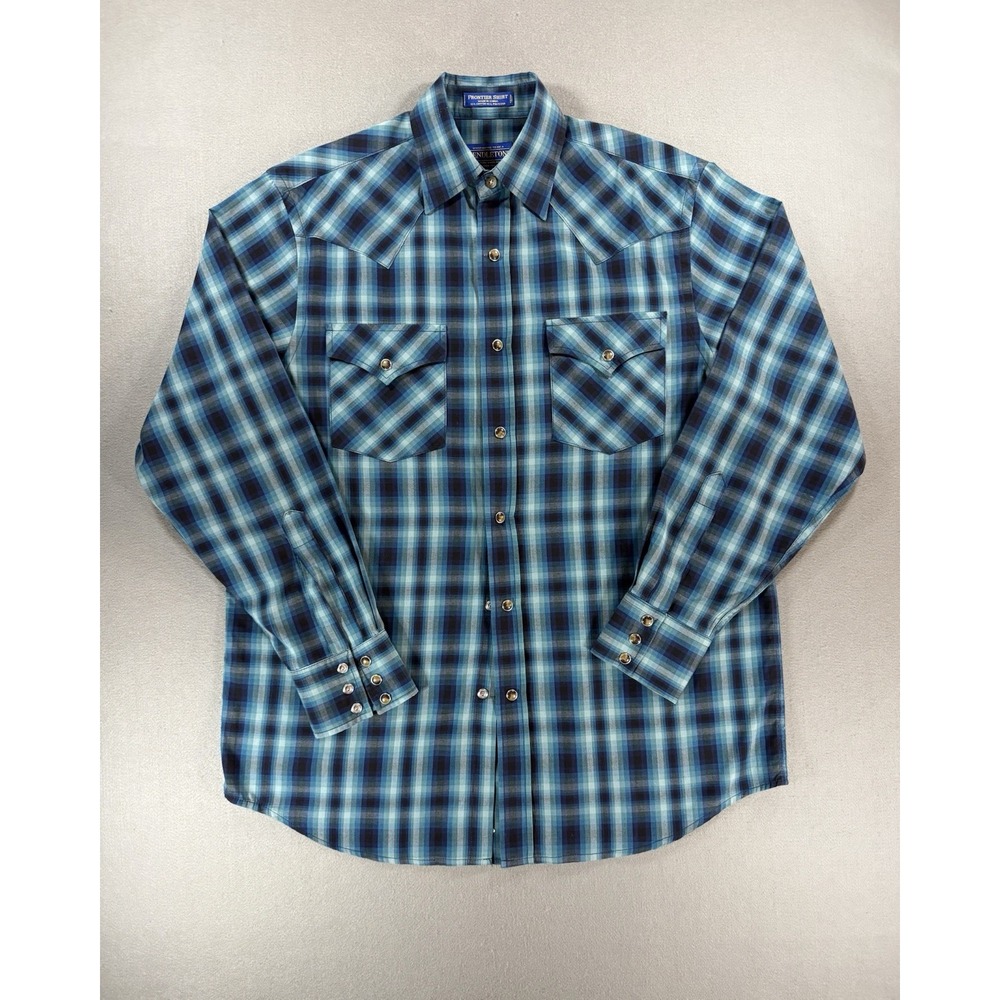 Size S - Pendleton Frontier snap button Blue Plaid Western Shirt